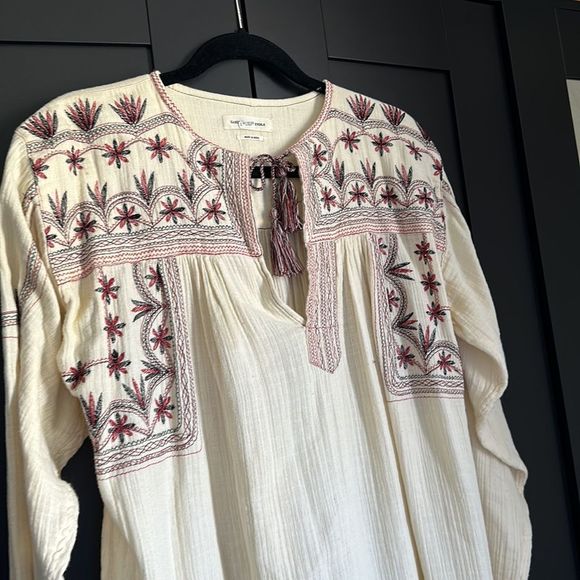 Étoile Isabel Marant Neutrals/ Pattern Print Tie Neck Mini Dress - Picture 5 of 7